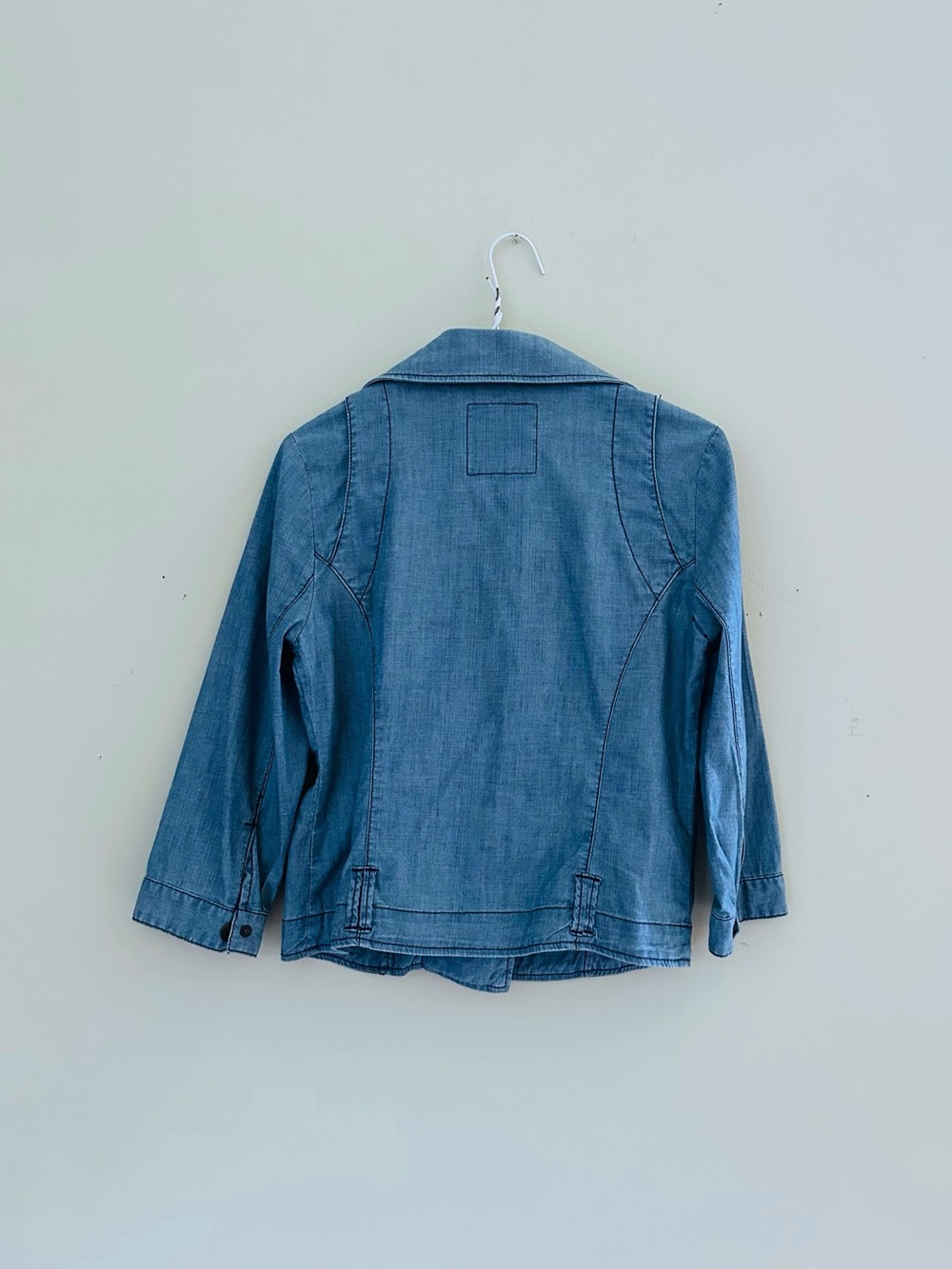 American Eagle Outfitters Light Blue Denim Moto Jacket Size M - Picture 2 of 2